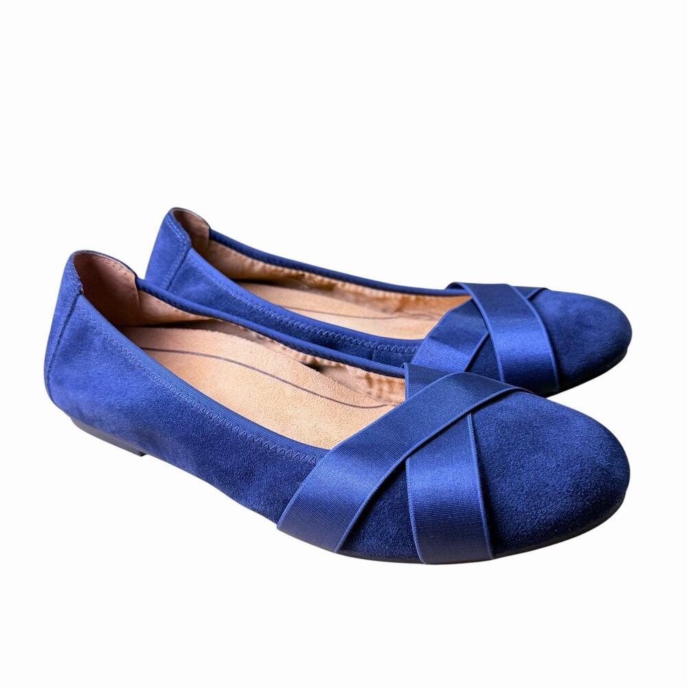 Vionic Spark Womens Maria Ballet Flat Shoes 9 Blue Slip-On Colorful City Career